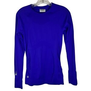 Athleta Pacifica Top Women S Blue Long Sleeve Thumbhole Zip Pocket Paddleboard